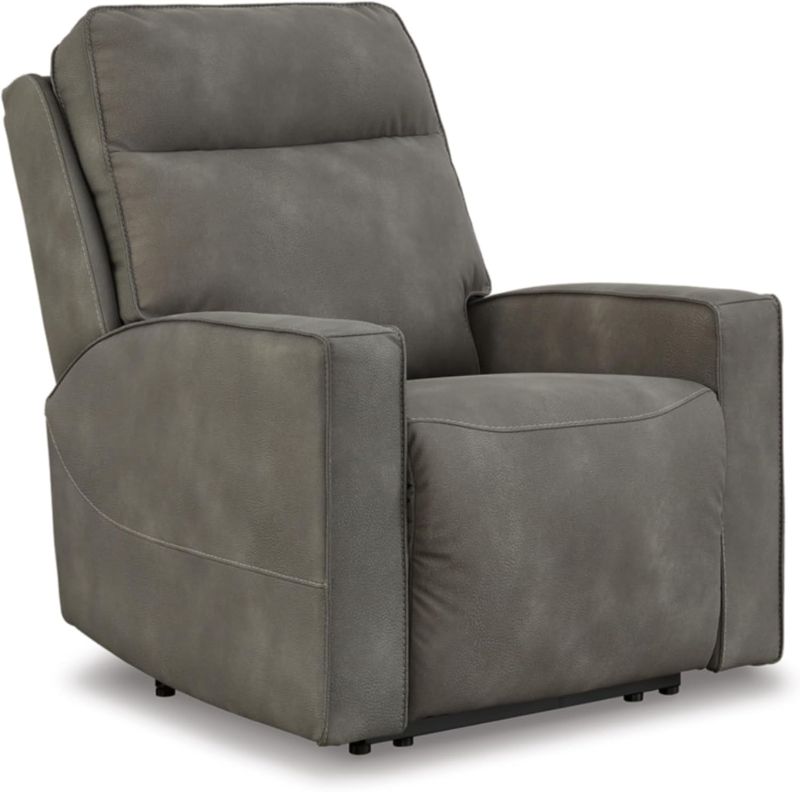 Photo 1 of ***see clerk notes***Signature Design by Ashley Next-Gen Durapella Modern Faux Leather Wall Hugger Power Recliner with Adjustable Headrest and USB Ports, Gray