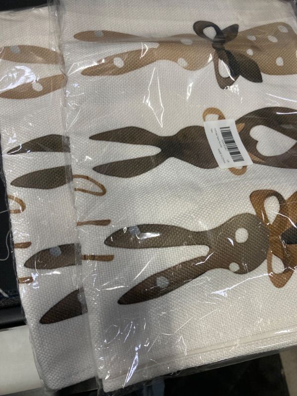 Photo 1 of (( PACK OF TWO )) Aofmee Easter Table Runner, Carrots Rabbit Bunny Happy Easter Runner for Table, Spring Summer Seasonal Farmhouse Kitchen Dining Table Decorations for Indoor Outdoor Home Party Decor, Easy to Clean