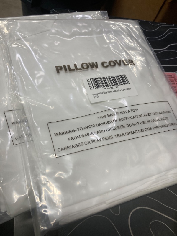 Photo 2 of ((PACK OF TWO )) WhatsBedding King Size Pillowcases Set of 2, 20x40 Cotton Pillow Cases with Envelope Closure, Soft & Breathable Pillow Covers for Bed, White