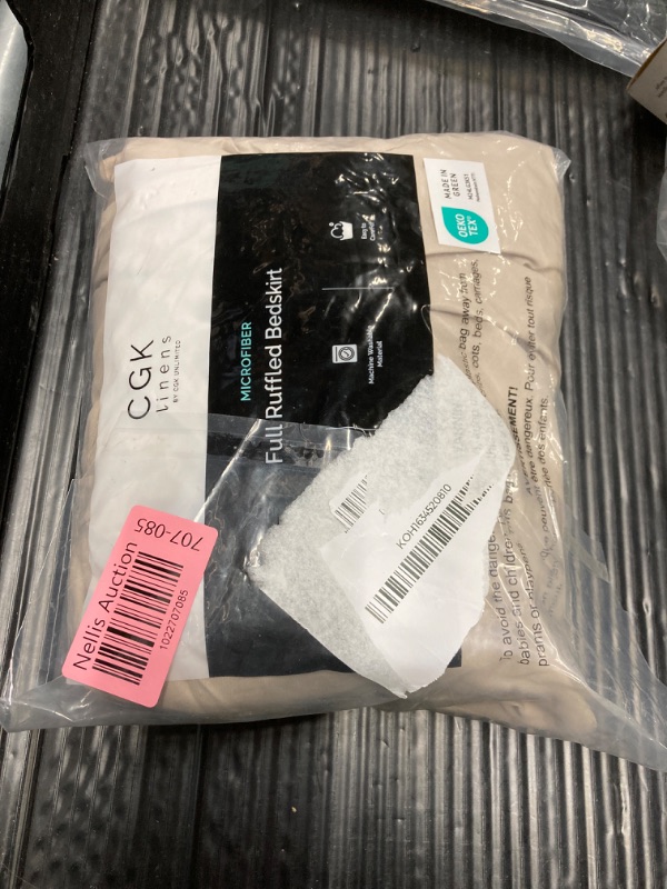 Photo 1 of Wrap Around Dust Ruffle Bed Skirt - Cream - for Full Size Beds with 15 in. Drop - Easy Fit Elastic Strap - Pleated Bedskirt with Brushed Fabric - Wrinkle Free, Machine Wash - by CGK Linens