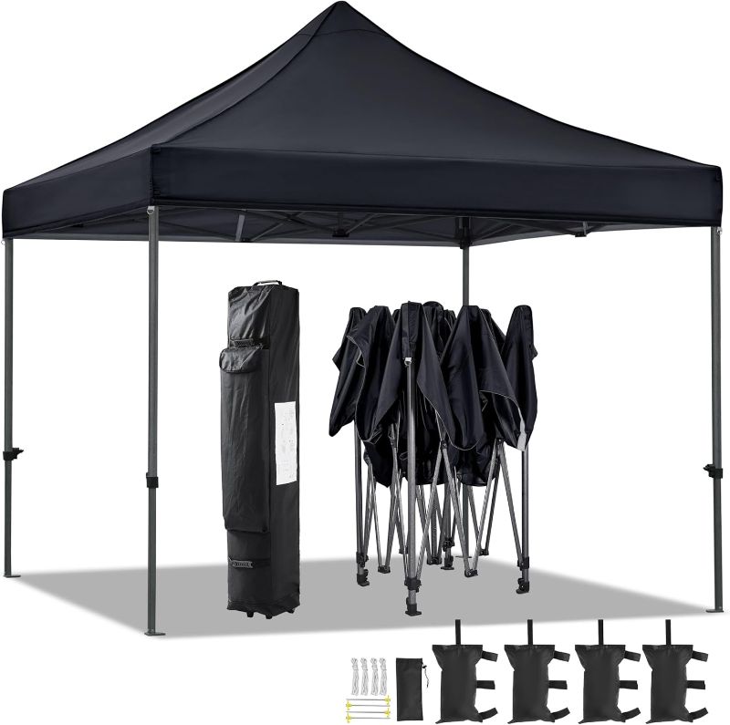 Photo 1 of 
Yaheetech Canopy Tent, Commercial Instant Heavy Duty Canopy, 500D Waterproof Adjustable Canopy with Wheeled Carry Bag, 4 Sandbags and 4 Stakes (10x10, Black)