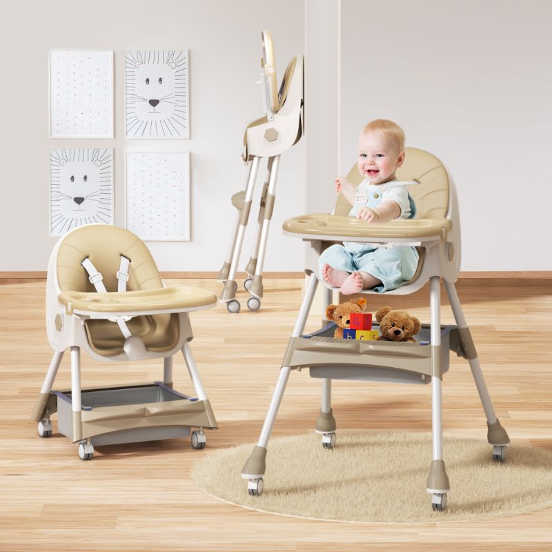 Photo 1 of 3 in 1 High Chair, Convertible High Chairs for Babies and Toddlers with Removable Tray & PU Cushion