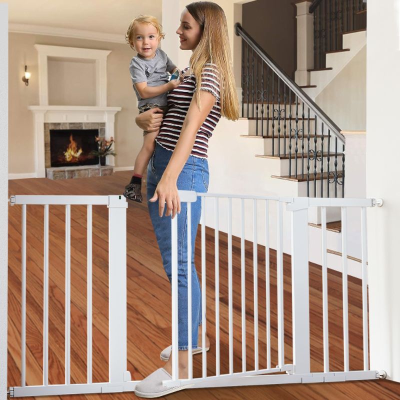 Photo 1 of 29.5-51.6'' Extra Wide Baby Gate, 30''H Safety Doorway Gates Pressure Mounted,White, 2 pack