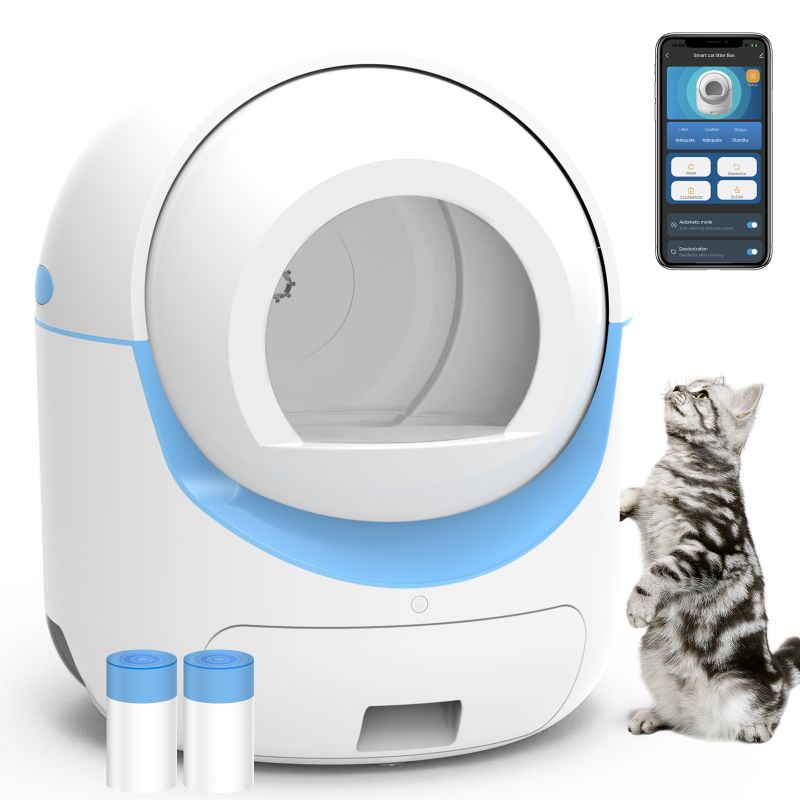 Photo 1 of ***see notes***REDSASA Automatic Self Cleaning Cat Litter Box with App Control Support WiFi, Intelligent Radar Smart Auto Litter Box with Liner, Blue