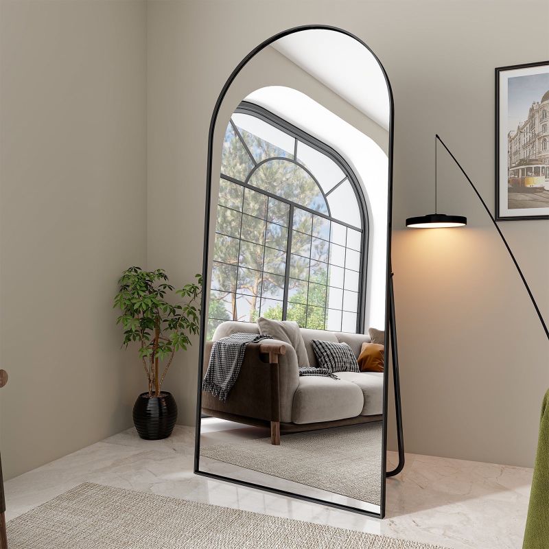 Photo 1 of BEAUTYPEAK 76"x31.1" Arch Full Length Mirror Oversized Floor Mirrors for Standing Leaning, Black