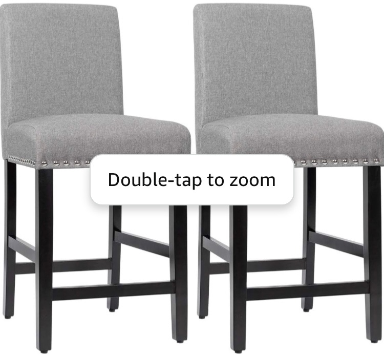 Photo 1 of ***CHAIRS ARE ALREADY ASSEMBLED*** COSTWAY Bar Stools Set of 2, Upholstered Bar Stools w/Rubber Wood Legs, Breathable Linen Fabric, High Resilience Sponge, Padded Seat, for Kitchen Dining Room (Gray, 2)