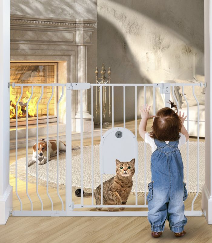 Photo 1 of 29.5-48.4'' Wide Baby Gate Baby Fences, 30" Tall Pressure Mounted for Doorway Stairs, White