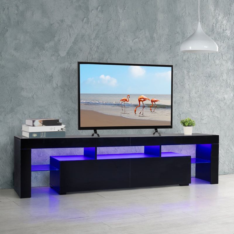 Photo 1 of Ktaxon 70" LED TV Stand 16 Color for 65/70/75'' TVs, Unit Cabinet Stand with Two Drawers, Black