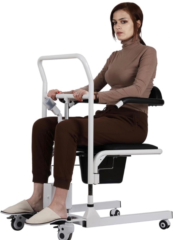 Photo 1 of Electric Patient Lift Transfer Chair, Patient Lift for Home Battery Powered|One Key Lift Aids|180° Split Seat|Large Capacity Commode|Transfer Chairs for Seniors (180° Split Seat)