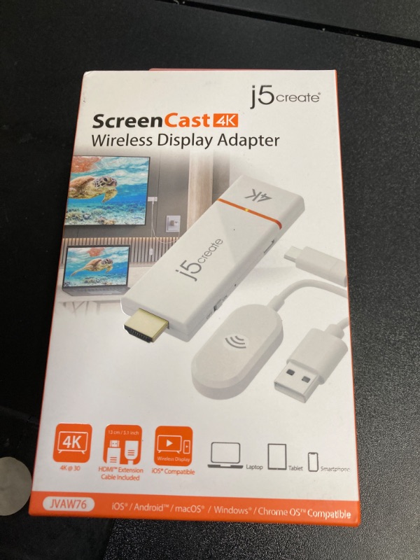 Photo 3 of j5create ScreenCast 4K Wireless Adapter Screen Cast from Mobile Phone, Tablet, or Laptop Support for AirPlay, Miracast & Chromecast Mirror Extend for Windows & macOS Wireless Screen Display (JVAW76)