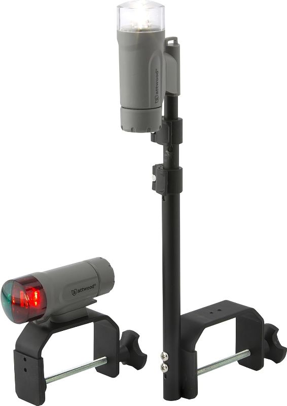 Photo 1 of attwood 14190-7 Water-Resistant Portable Clamp-On LED Light Kit with Marine Gray Finish
