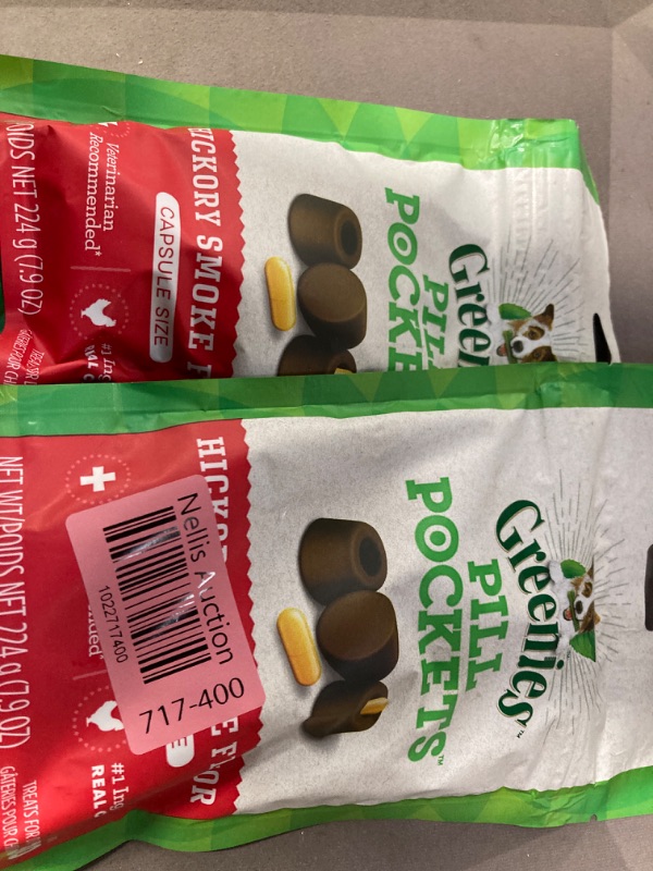 Photo 2 of 2 pack- GREENIES PILL POCKETS for Dogs Capsule Size Natural Soft Dog Treats, Hickory Smoke Flavor, 7.9 oz. Pack (30 Treats)