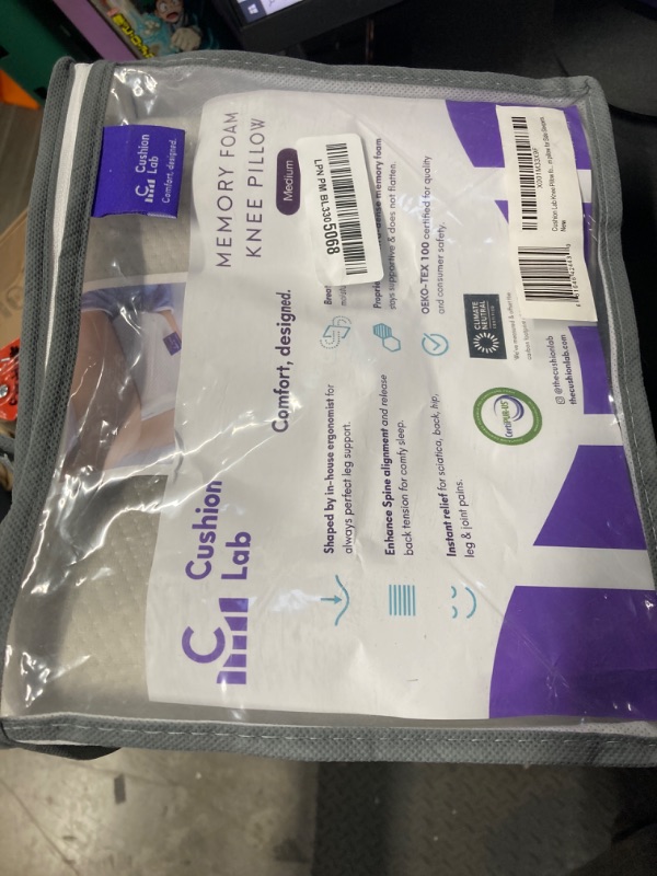 Photo 1 of Cushion Lab Extra Dense Orthopedic Knee Pillow for Side Sleepers w/Hypoallergenic Cover - Firm Leg Support for Hip
