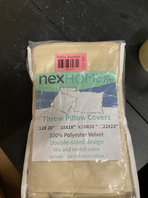 Photo 2 of (***2-Pack***)NEXHOME PRO Throw Pillow Covers 20x20 Set of 4, Velvet Decorative Couch Pillow Cover Soft Cushion Cases for Sofa Bed Car, Mix and Match for Home Decor Pillow Not Included (20x20 inch, Green/Beige)