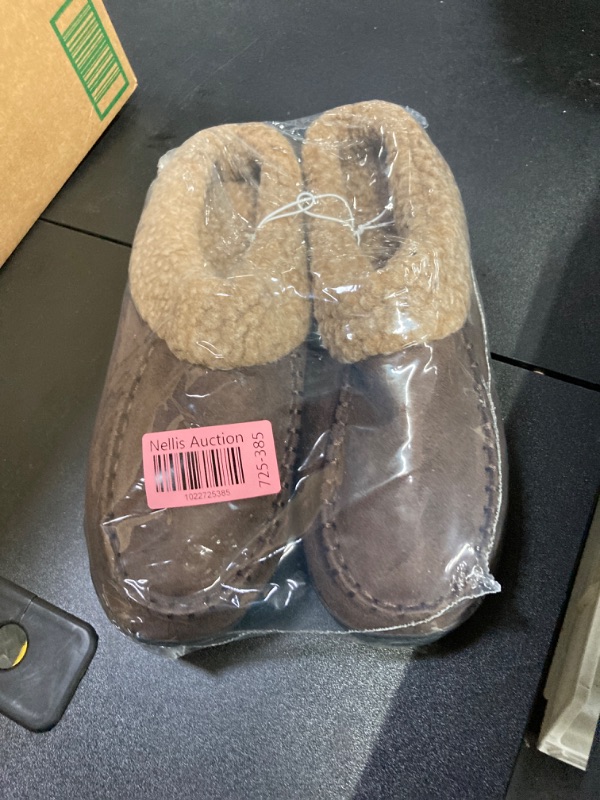 Photo 1 of DL Warm House Slippers for Men Memory Foam, Winter Cozy Wool-Like Mens Slippers Indoor Outdoor, Slip-on Comfy Men's Bedroom Slippers Non-Slip, Man Breathable Suede Moccasin Slippers Size 7-8 Brown