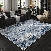 Photo 1 of 
Area Rug Washable Rug Boho Soft Abstract Pattern Non-Slip Non-Shedding Faux Wool Vintage Rug for Living Room, Bedroom Rug, Farmhouse, Dining Room, Indoor, Kids Playroom, Blue