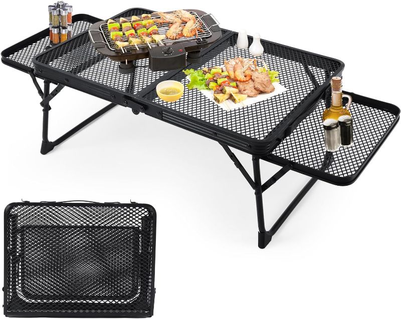 Photo 1 of Folding Camping Table for Grill, Portable Foldable Camp Tables that Fold Up Lightweight, Outdoor Small Collaspsible Camping Side Table