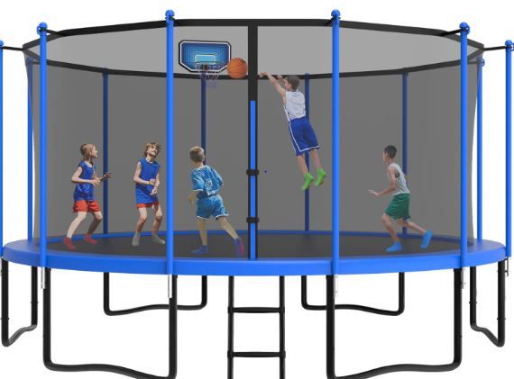 Photo 4 of 1000 LBS 14FT Outdoor Trampoline with & Safety Enclosure Net -ASTM Approved, Backyard Trampoline, Recreational Heavy-Duty Trampoline for Kids Adult