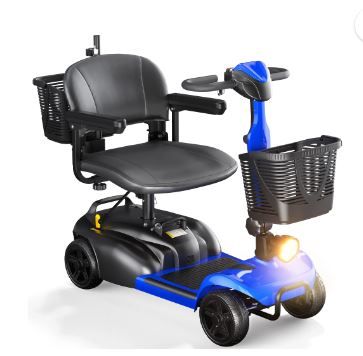 Photo 1 of ** see notee**SACVON 4 Wheels Mobility Scooter with Cane Holder for Seniors, Electric Folding Wheelchair Device for Travel, Blue