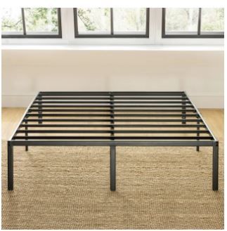 Photo 1 of Mellow 14" Metal Platform Bed Frame, Heavy-Duty Steel Slats, Black, Queen