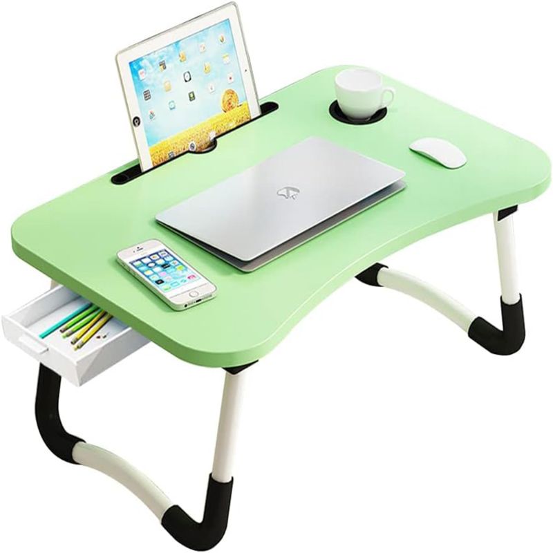 Photo 1 of ** it's broken**VINAUO Lap Desk,Foldable Laptop Desk,Lap Tray with Storage Drawer,Food Tray for Bed,Couch,School Supplies Green