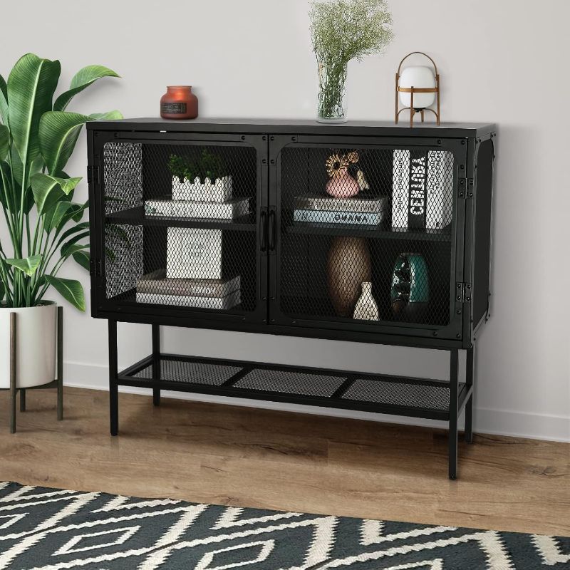 Photo 1 of ** see note** Cabinet Console Table with 2 Mesh Doors Adjustable Shelf and Feet Bottom Shelf Anti-Tip Dust-Free Kitchen Credenza Sideboard Frosted for Living Room Study Room Office Entryway