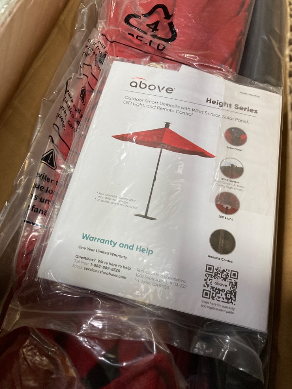 Photo 3 of Above Height Automatic 11' Sunbrella Heavy Duty Patio Umbrella with Remote Button Controls, Wind Sensor, and Three Tiered Vents - Outdoor Umbrella Patio for Backyard (Spectrum Cherry)