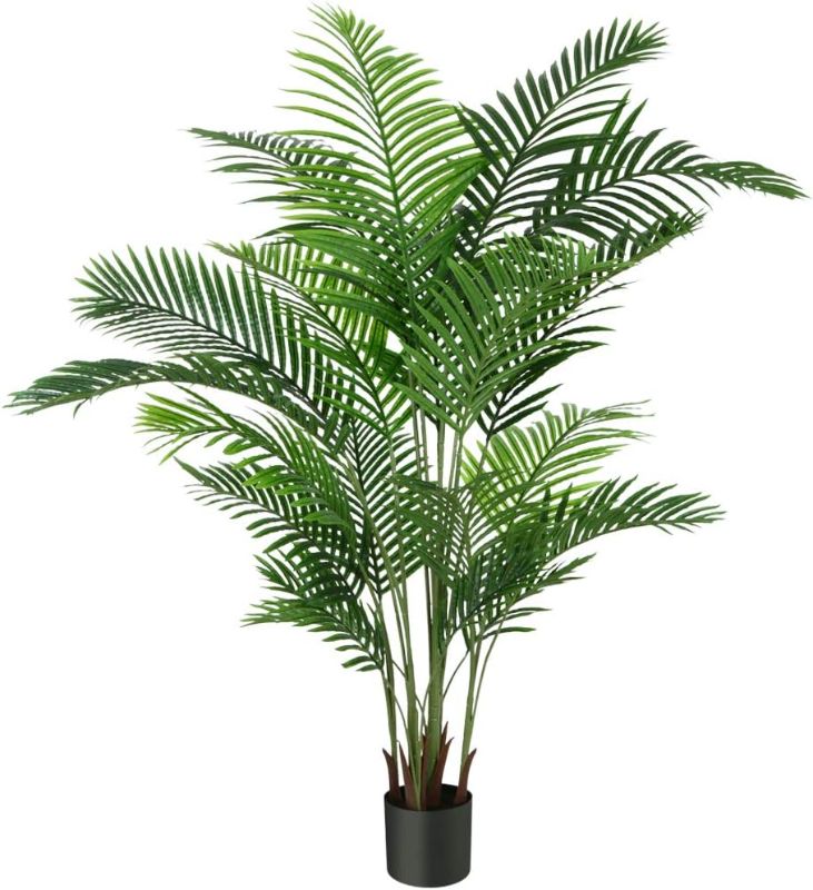 Photo 1 of Fopamtri Artificial Areca Palm Plant 5 Feet Fake Palm Tree with 17 Trunks Faux Tree for Indoor Outdoor Modern Decoration Dypsis Lutescens Plants in Pot for Home Office 