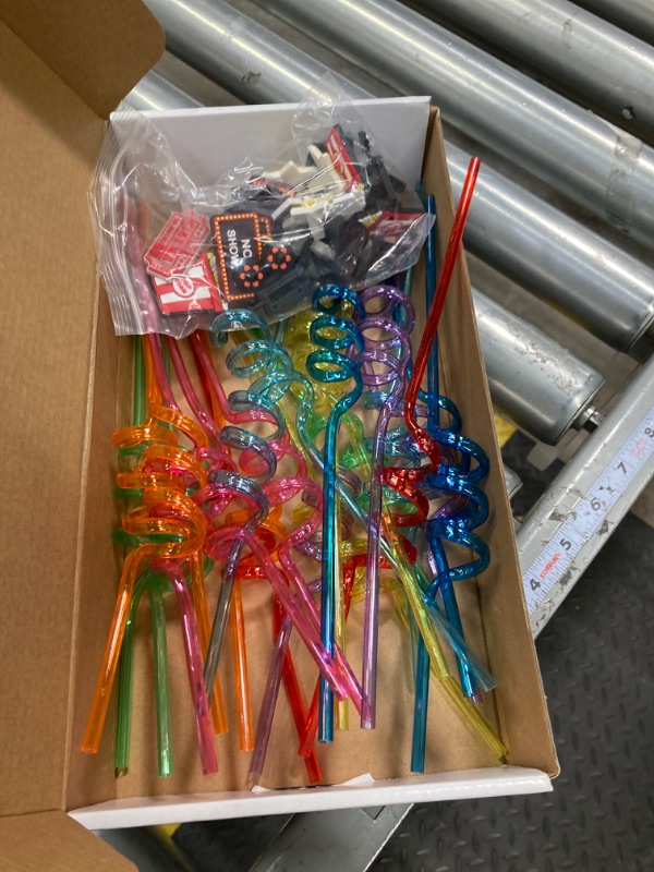 Photo 2 of 24 Pack Movie Night Party Supplies Movie Night Drinking Straws PET Projector Popcorn Trophy Drinking Straws Plastic Straws Red Carpet Party Decorations for Movie Night Party Favors