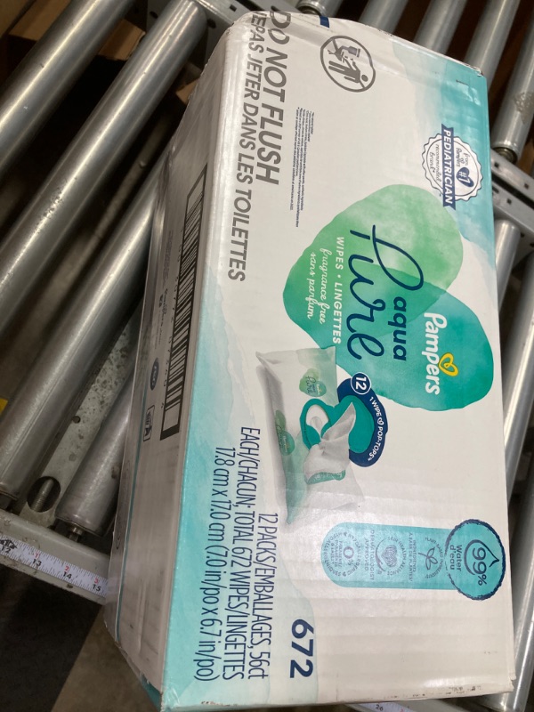 Photo 2 of ***THESE ARE THE WIPES ONLY, MISSING TWO PACKS****Pampers Pure Protection Disposable Baby Diapers Starter Kit (2 Month Supply), Sizes 1 (198 Count) & 2 (186 Count) with Aqua Pure Sensitive Wipes, 12X Pop-Top Packs (672 Count)