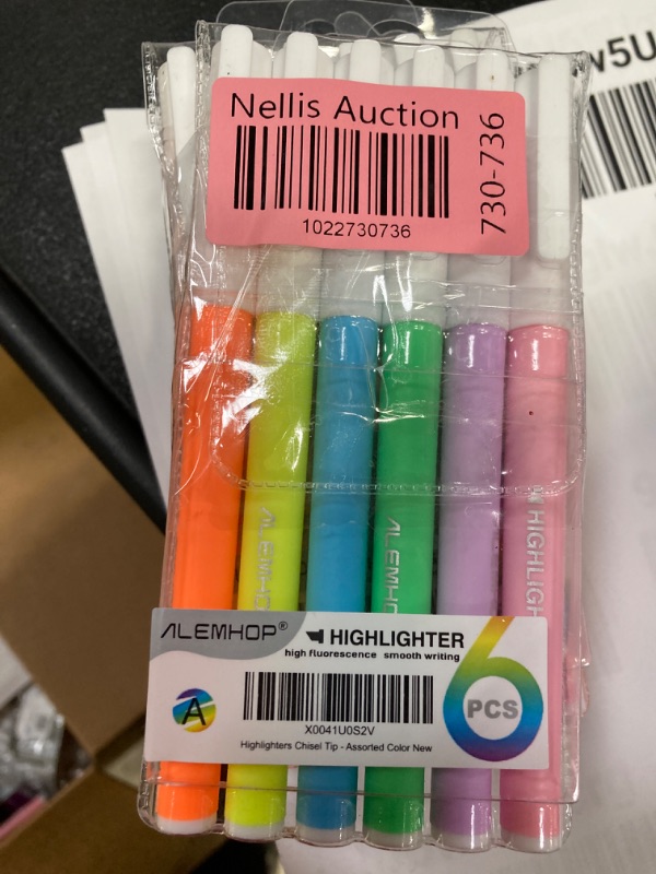 Photo 2 of (***5-Pack***)ALEMHOP Highlighters - Chisel Tip, Assorted Colors, Fluorescent Highlighter Pen for School Office Supplies, 6 Pack - Vibrant