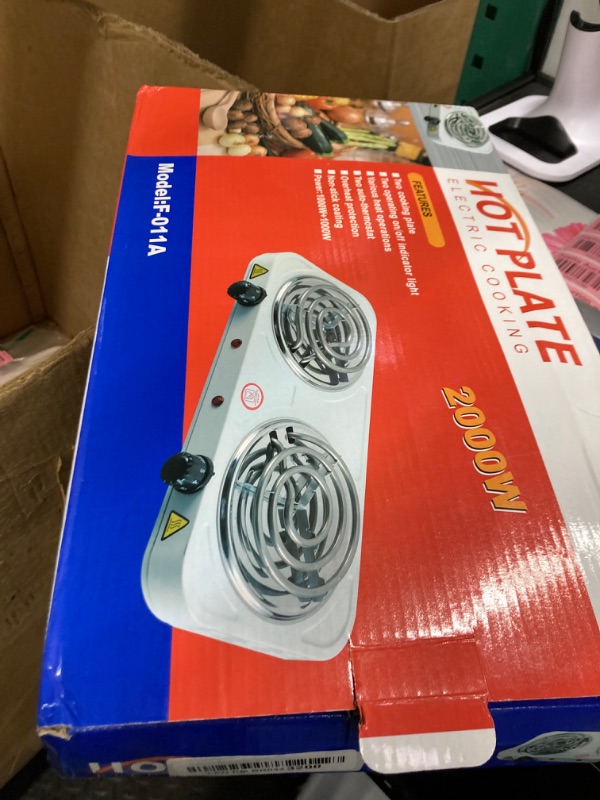 Photo 2 of 2000W Hot Plate for Cooking, Portable Electric Double Coil Burner for Kitchen Camping with Dual Control & 5 Level Temperature Control, Hot Plate Burners Easy to Clean, Electric Double Burner Cooktop