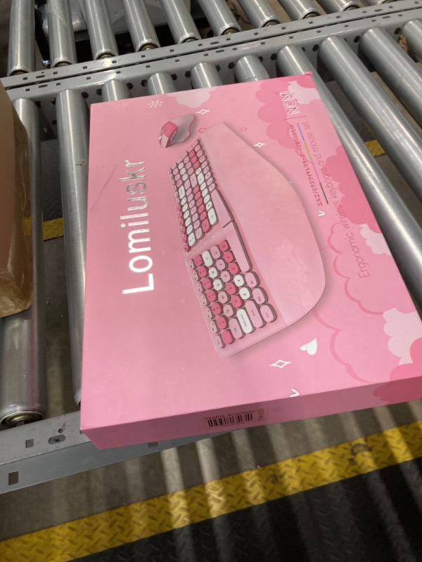 Photo 1 of Wireless Ergonomic Keyboard and Mouse Combo with PU Wrist Rest, Carpal Tunnel Keyboard, 2.4G Colorful Split Ergo Keyboard, Comfortable Natural Typing, Compatible with PC/Laptop (Pink)