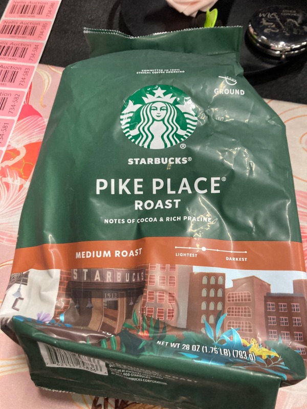 Photo 2 of Starbucks Ground Coffee, Medium Roast Coffee, Pike Place Roast, 100% Arabica, 1 Bag (28 Oz) Pike Place 1.75 Pound (Pack of 1)