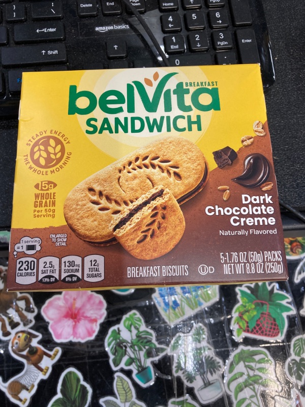 Photo 1 of belVita Breakfast Sandwich Dark Chocolate Creme Breakfast Biscuits, Value Pack, 12 Packs (2 Sandwiches Per Pack)