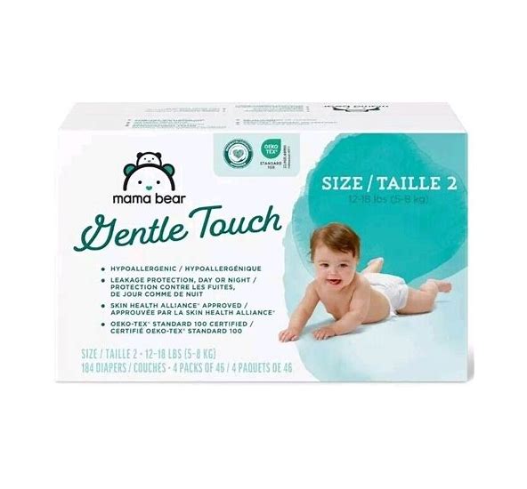 Photo 1 of 
Amazon Brand - Mama Bear Gentle Touch Diapers, Hypoallergenic, Size 6, 108 Count (4 packs of 27), White