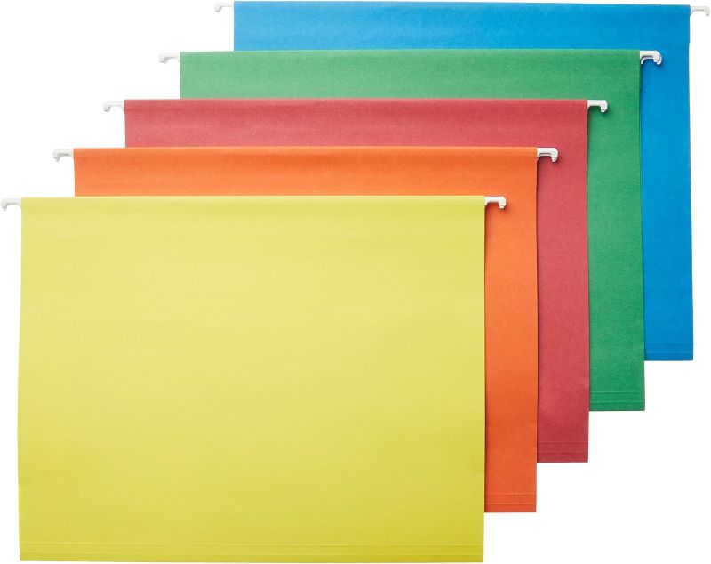 Photo 1 of Amazon Basics Hanging Organizer File Folder, Letter Size, Assorted Colors (Pack of 25)