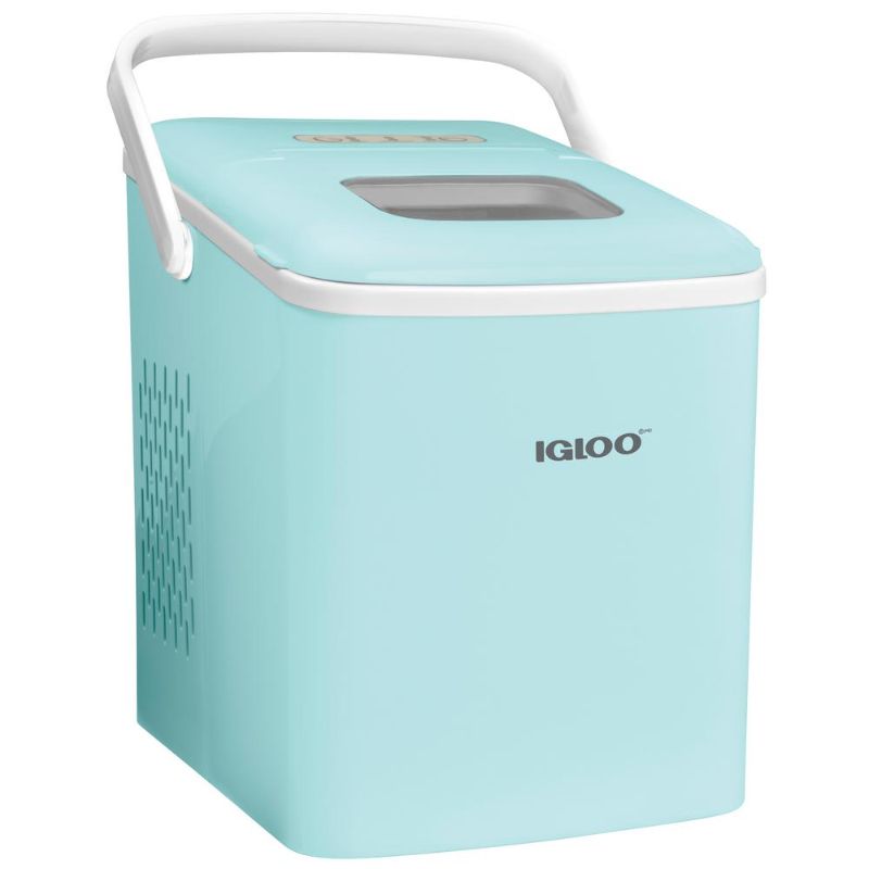 Photo 1 of Igloo 26 Lb Automatic Self-Cleaning Portable Countertop Ice Maker with Handle, Aqua
