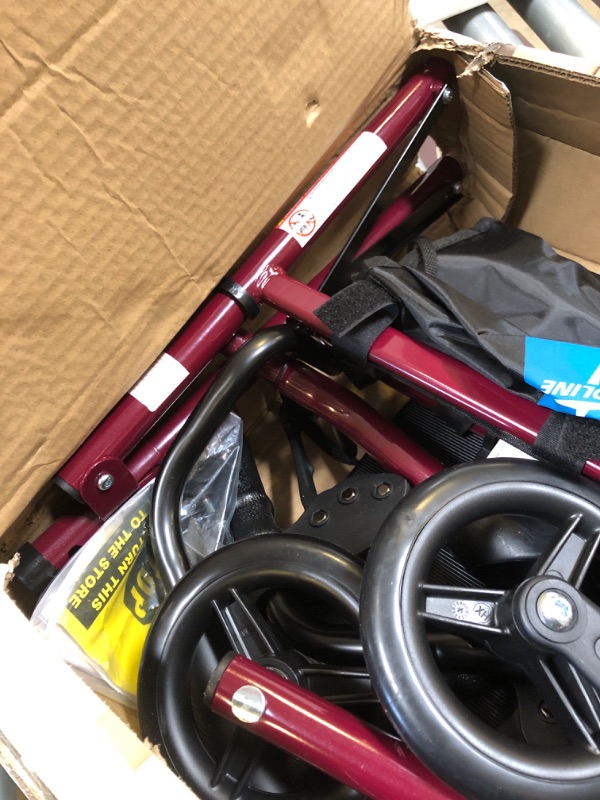Photo 3 of Medline Rollator Walker with Seat, Steel Rolling Walker with 6-inch Wheels Supports up to 350 lbs, Medical Walker, Burgundy
