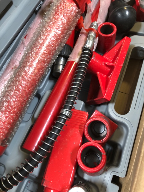 Photo 5 of Mophorn 10 Ton Porta Power Kit 1.4M (55.1 inch) Oil Hose Hydraulic Car Jack Ram Autobody Frame Repair Power Tools for Loadhandler Truck Bed Unloader Farm and Hydraulic Equipment Construction (USED,  MINOR DAMAGE TO CASE, UNABLE TO TEST, USED)