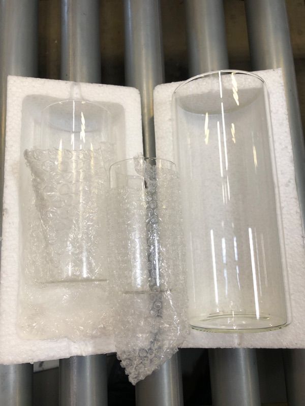 Photo 1 of 3 Pcs Glass Cylinder Vase Bulk Clear Different Sizes Candle Holder Decorative Centerpiece for Wedding Reception Home Flowers Modern Serene Spaces Living Glass Vases (4'', 6'', 10'' High)