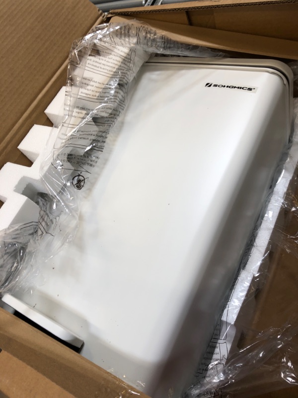 Photo 3 of SONGMICS Kitchen Trash Can, 10.5 Gallon Garbage Can, Large Step Trash Bin with Lid, Stainless Steel, Soft Close, 15 Trash Bags Included, White ULTB540W40 White 10.5 Gal