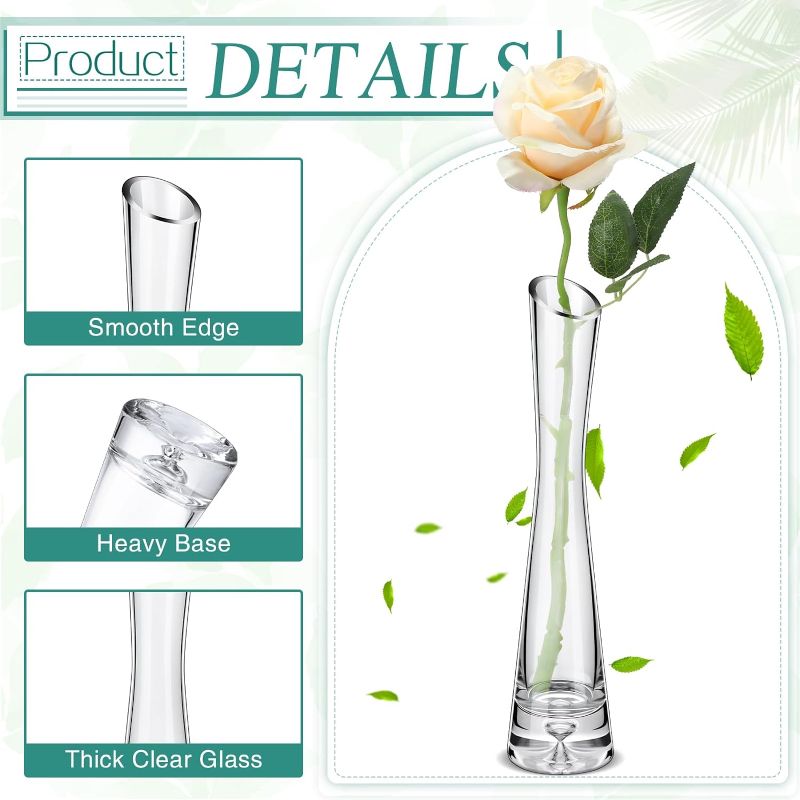 Photo 1 of Set of 4 Tall Glass Vase for Centerpieces Bud Vase Single Rose Vase Small Clear Bud Vase for Flower Skinny Decorative Bud Vases Bulk for Wedding Party Event Home Office Table Decor(7.87"H x 1.97"W)