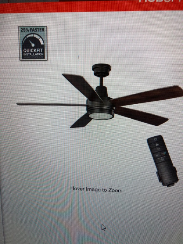 Photo 1 of Fanelee 54 in. White Color Changing LED Bronze Smart Ceiling Fan with Light Kit and Remote Powered by Hubspace
