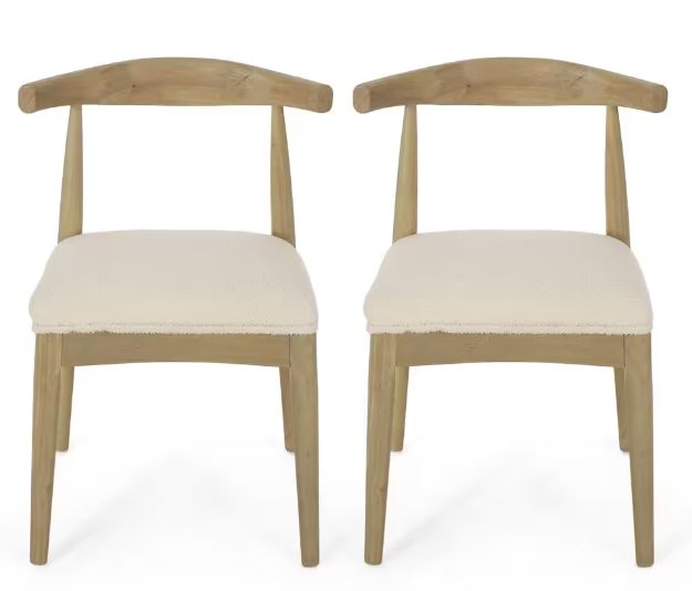 Photo 1 of Cotterell Light Ash and Ivory Boucle Fabric Dining Chair (Set of 2)
