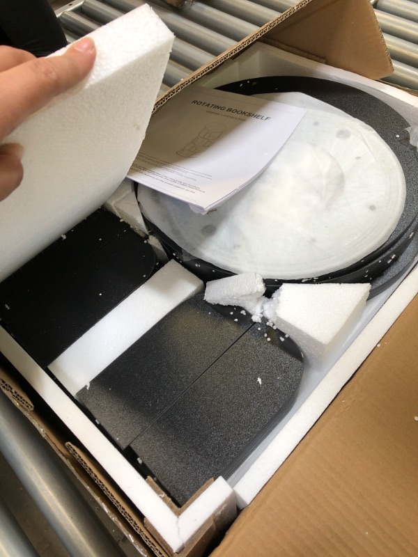 Photo 1 of Besiost Rotating Bookshelf, Wood Corner Bookshelf, 360 Display Spinning Bookcase Storage Rack, 4 Tier Floor Standing Revolving Bookcase Narrow Book Shelf Organizer for Small Space, Bedroom, Black  