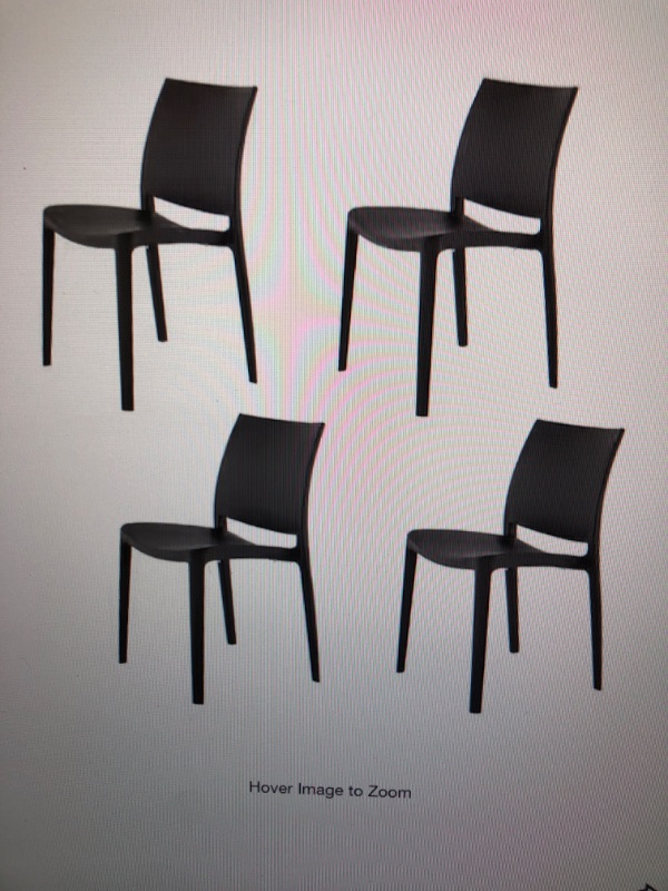 Photo 1 of Sensilla Dark Grey Stackable Resin Outdoor Dining Chair (4-Pack)
