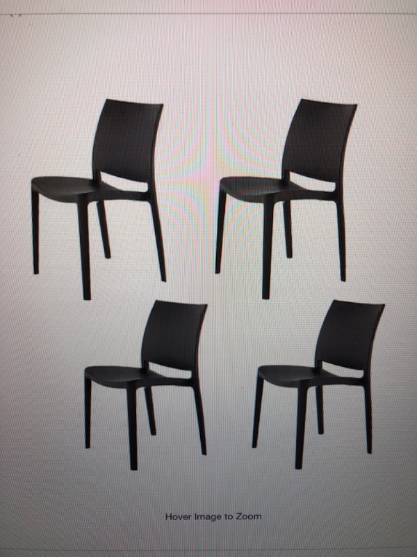 Photo 1 of Sensilla Dark Grey Stackable Resin Outdoor Dining Chair (4-Pack)
