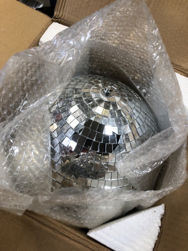 Photo 2 of 12" Mirror Disco Ball - Large Fun Silver Hanging Party Mirror Decor Ball - Big Hanging Ball Decor for DJ Club Stage Bar Party Wedding Christmas Holiday Decoration 12 inches