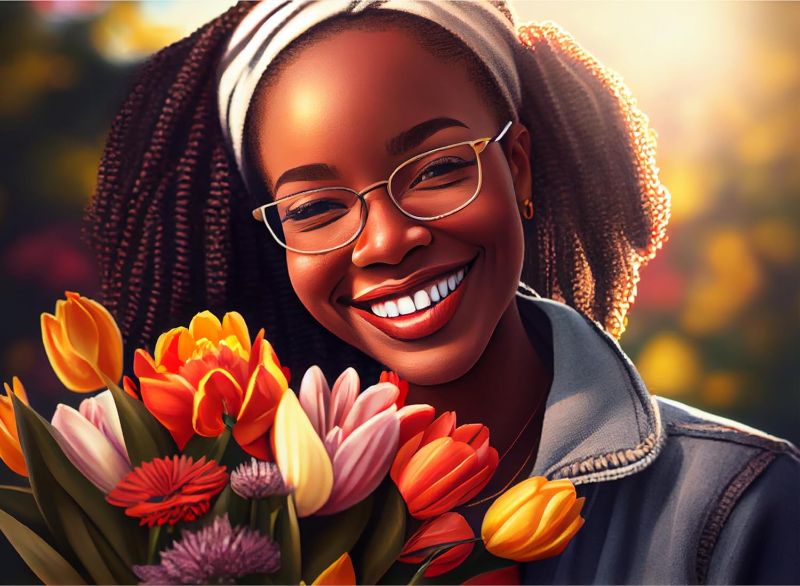 Photo 1 of African American Artistry Jigsaw: 1000 Piece LewisRenee Puzzles of Color African American, Delight in Black Creativity & Heritage with A Soothing & Mentally Rewarding Challenge (Tulips)
